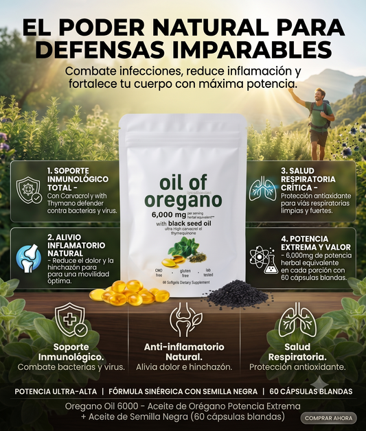 Aceite de Orégano 6000 mg en cápsulas blandas I Sistema Inmune y Defensas